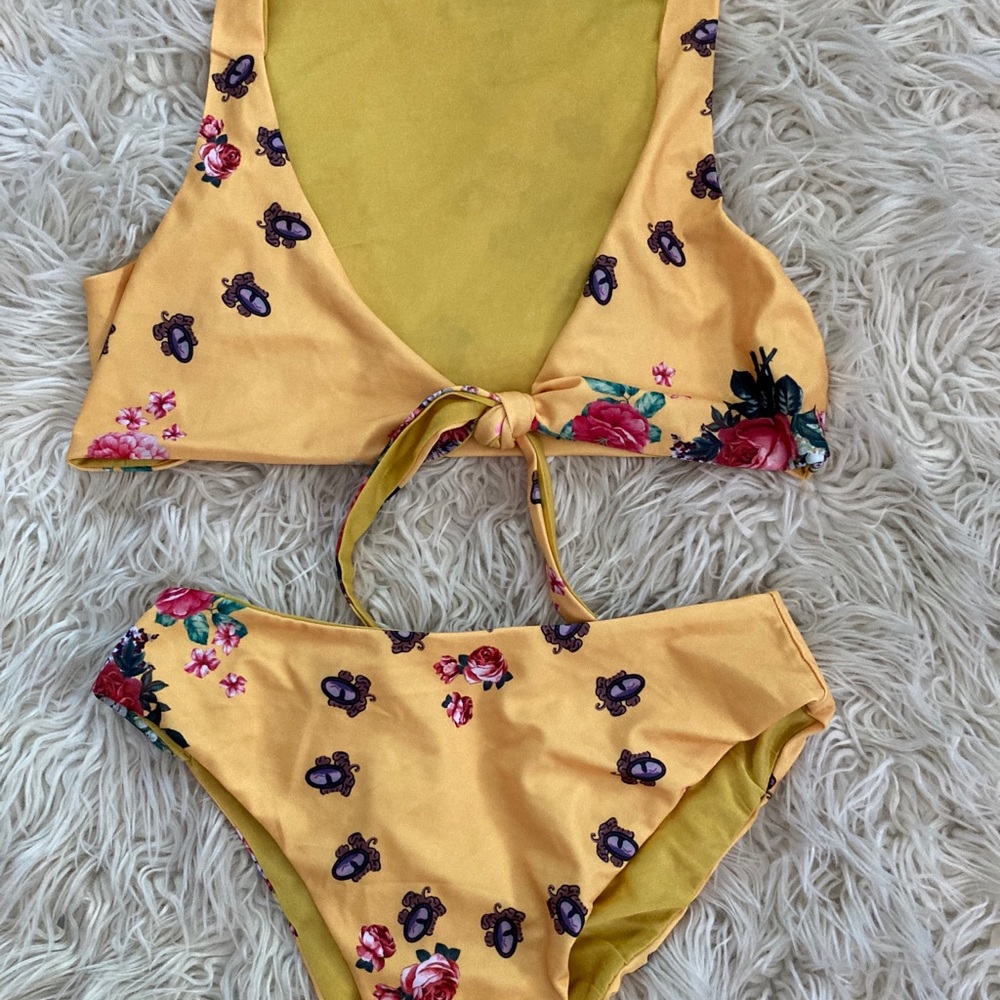 Yellow bikini set.